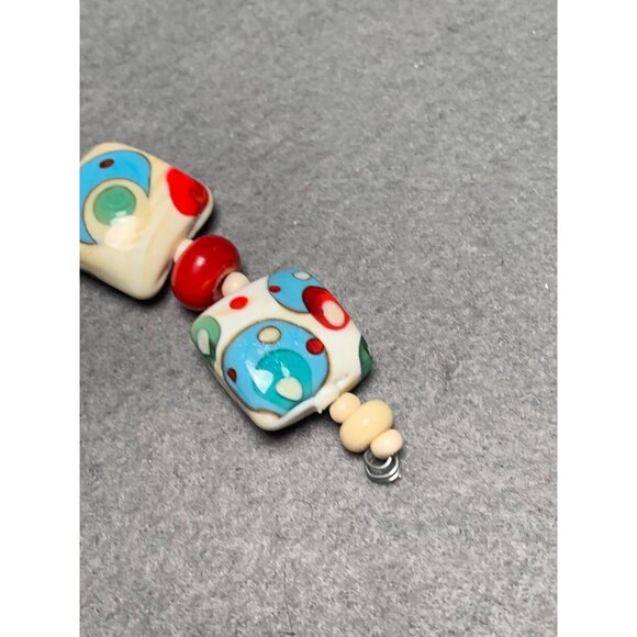 Colorful Lampwork Bead Squares with Red & Blue Dots 13 beads - Picture 5 of 12